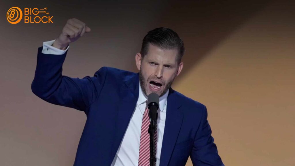 川普次子：比特幣或突破100萬美元，區塊鏈將取代銀行