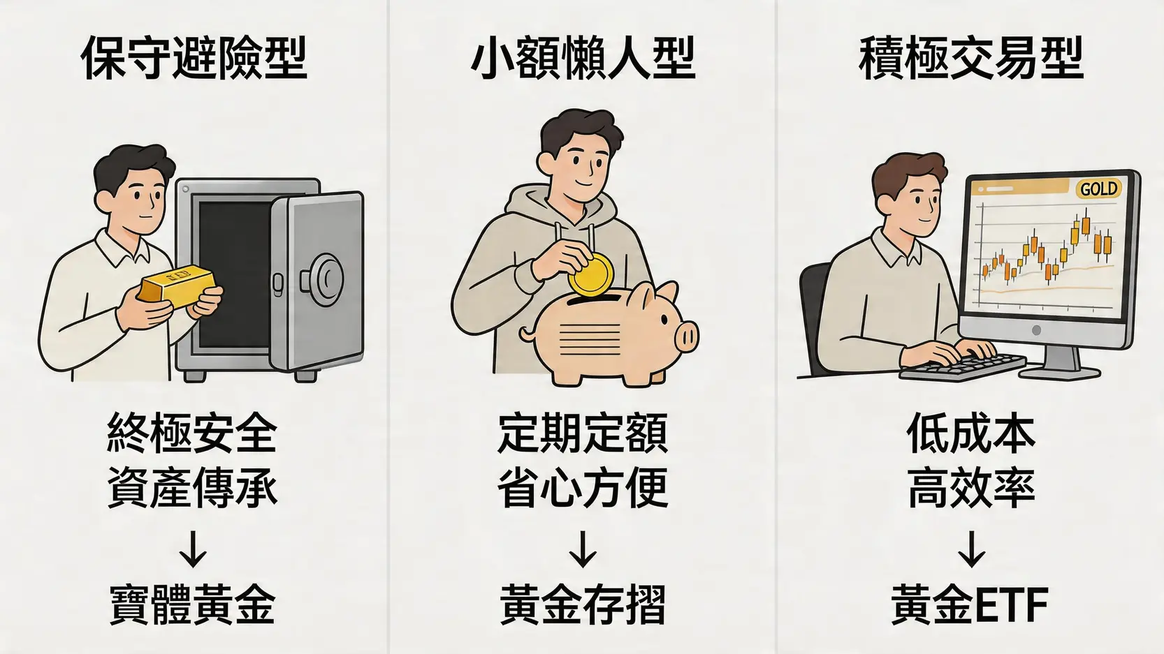 三種黃金投資者類型對應的投資方式指南