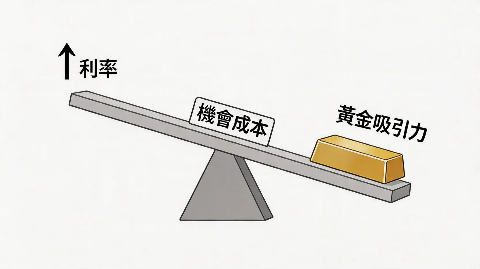 利率與黃金價格機會成本關係示意圖