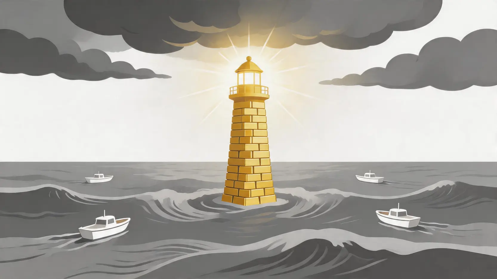 黃金作為市場不確定時期的避險資產示意圖