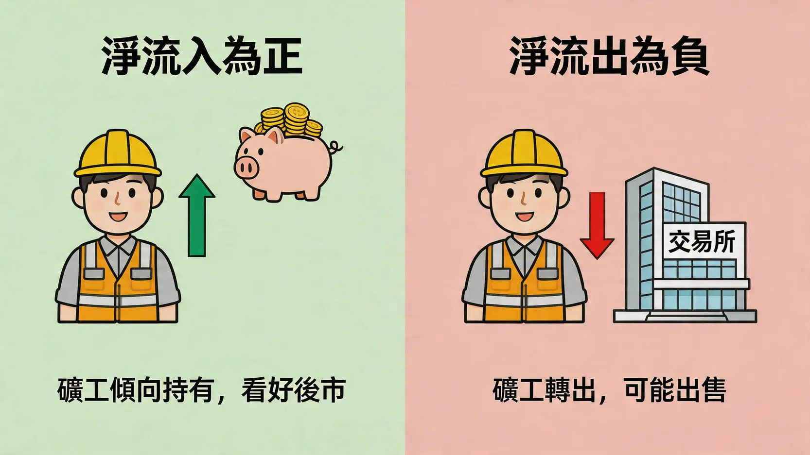 圖解比特幣礦工淨流量,解釋正值代表礦工囤積,負值代表礦工可能拋售。